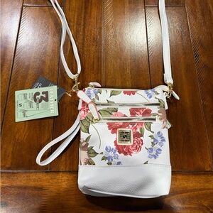 Stone & Co. Floral Crossbody Bag in White and Red